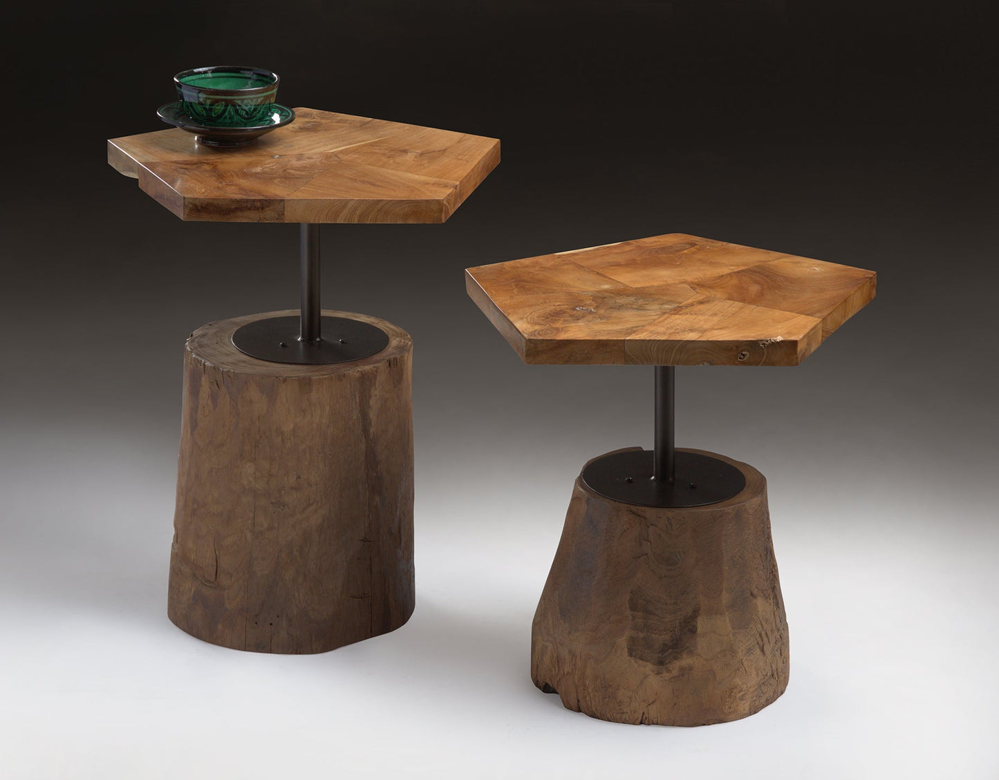 WOOD HEXAGON SIDE TABLE (LARGE)