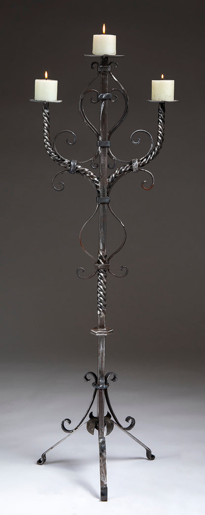 HAND FORGED IRON CANDELABRAS (PAIR)