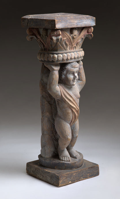 HAND CARVED FIGURAL PEDESTAL (PAIR)