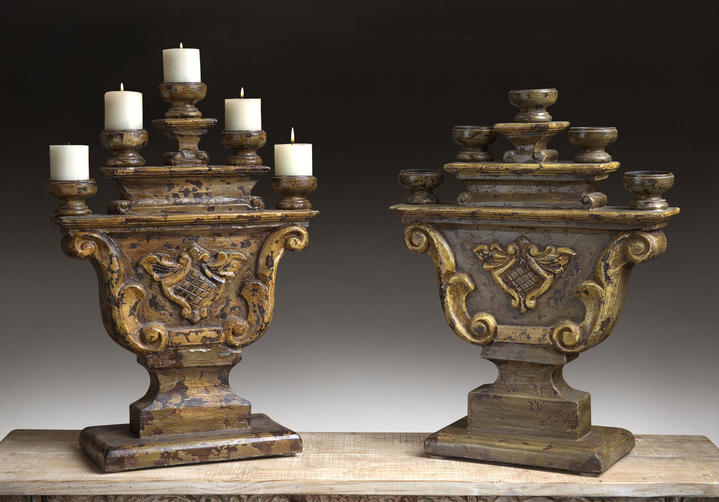 HAND PAINTED CANDELABRAS (PAIR)